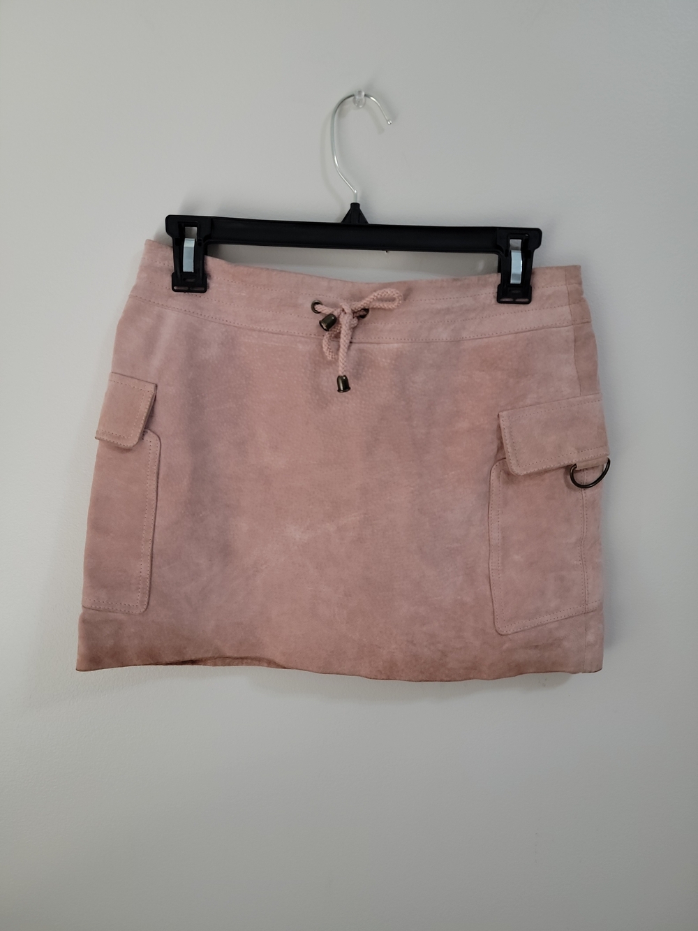 Wilsons Leather Blush Pink Suede Skirt with Cargo Details